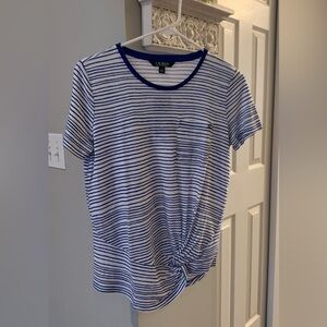 Ralph Lauren Blue and White Tie Front Short Sleeve Tee NWT Size S